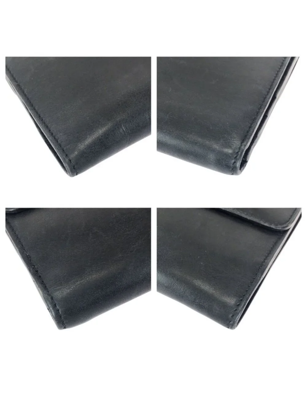 Gucci Black Silver Leather 035 Fold Wallet Compact